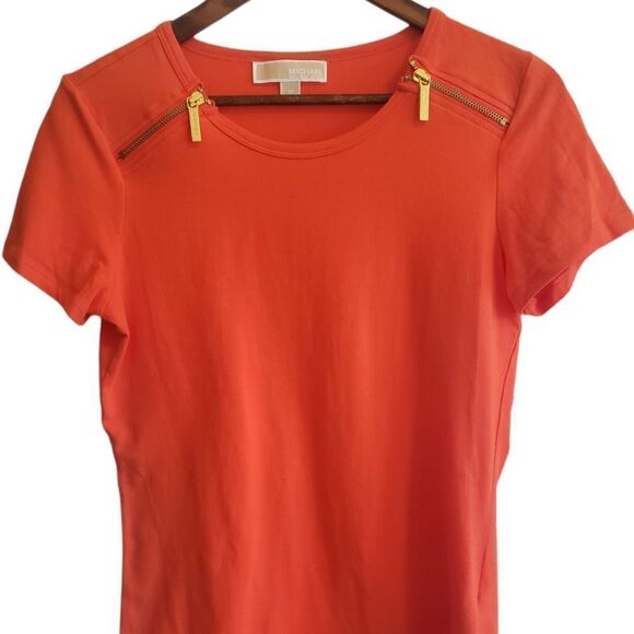 Michael Kors Orange Top with Gold Zippers - Picture 1 of 4